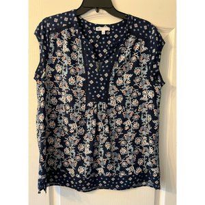 Navy Floral Blouse Size L